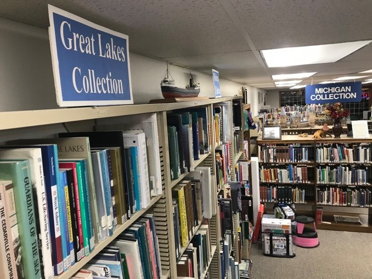 Photo of the Great Lakes and Michigan Collection sections of the library 